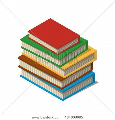 Stack of new 3d colorful books and tutorials. Isometric flat classbooks and textbooks icon. Education symbol logo. Illustration vector art.