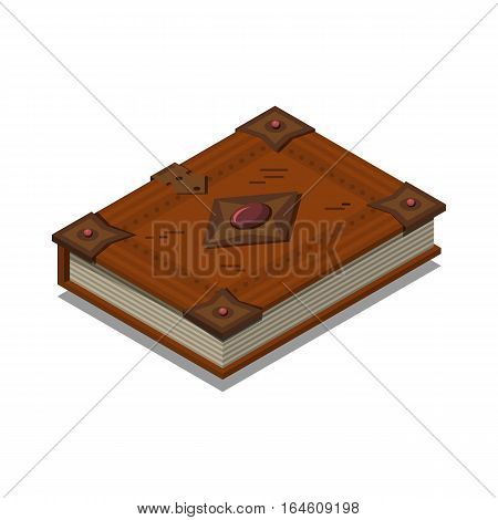 Old 3d colorful book or tutorial. Isometric flat classbook or textbook icon. Education symbol logo. Illustration vector art.