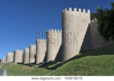 Avila (Castilla y Leon Spain): the famous medieval walls surrounding the city