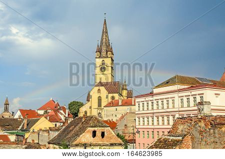 Sibiu, Romania - August 10, 2016: The Lutheran Cathedral Of Saint Mary, Most Famous Gothic-style Chu