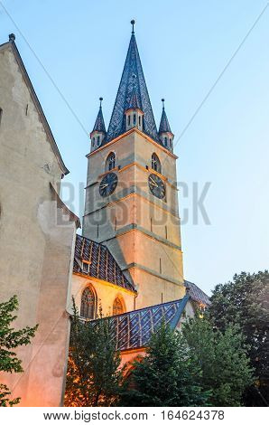 Sibiu, Romania - August 10, 2016: The Lutheran Cathedral Of Saint Mary, Most Famous Gothic-style Chu