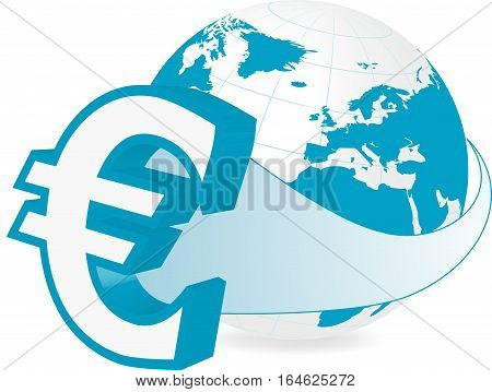 Rastered illustration of earth with euro currency symbol