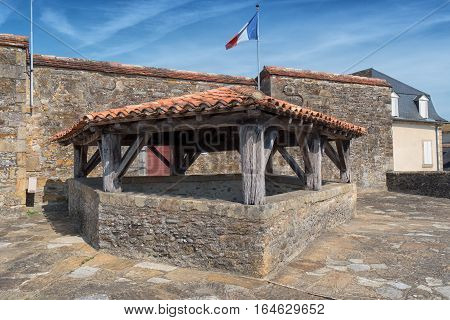 View of the village of Navarrenx in the Pyrenees