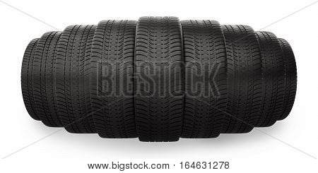 Winter tires isolated on the white background, 3d illustration