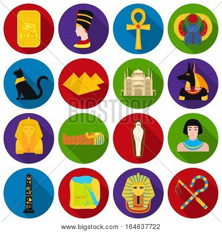 Ancient Egypt set icons in flat design. Big collection of ancient Egypt vector symbol stock illustration