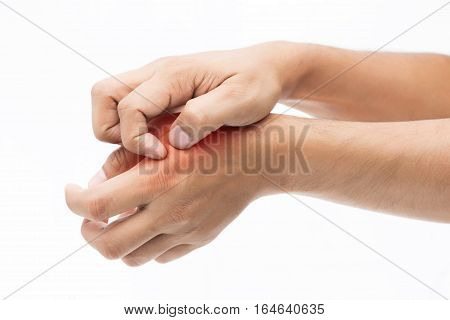 People scratch the itch with hand itching Arm Concept with Healthcare And Medicine.