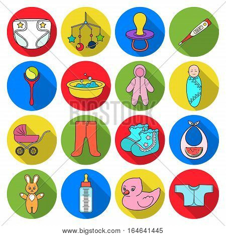 Baby born set icons in flat design. Big collection of baby born vector symbol stock illustration