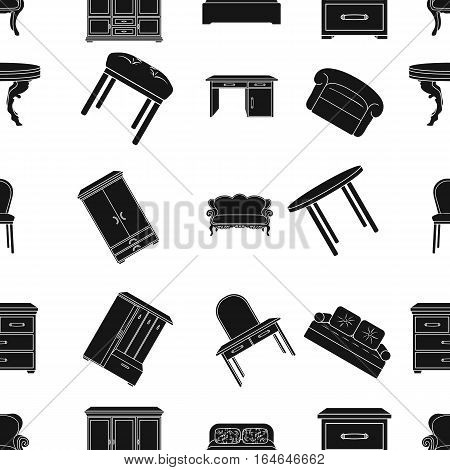 Furniture and home interior pattern icons in black design. Big collection of furniture and home interior vector symbol stock illustration