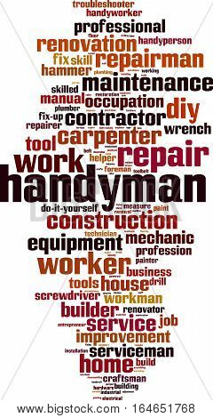 Handyman word cloud concept. Vector illustration on white