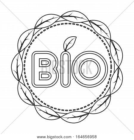 Bio label icon in outline design isolated on white background. Bio and ecology symbol stock vector illustration.