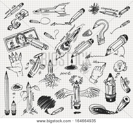 Pencil drawing. Vector version of raster image