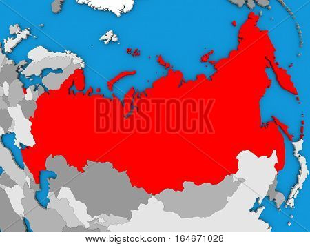 Russia In Red On Globe