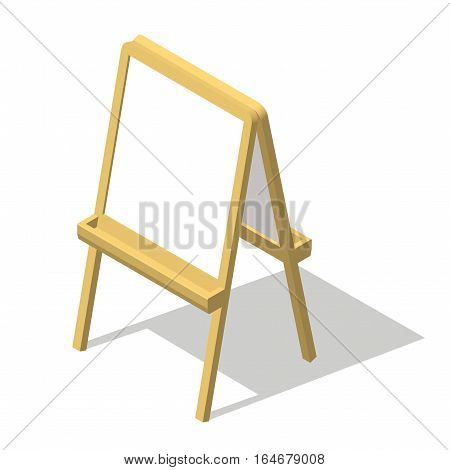 Isometric easel. Drawing Whiteboard. Paint desk and white paper isolated on white background. Vector illustration eps 10