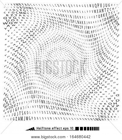 Vector. Halftone Pattern Effect. No Gradient. Spiral. Font Round