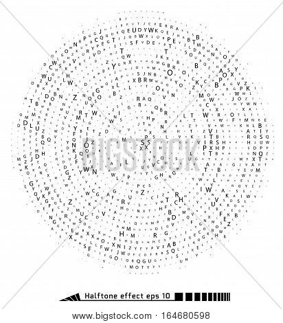 Vector. Halftone Pattern Effect. No Gradient. Spiral. Font Round