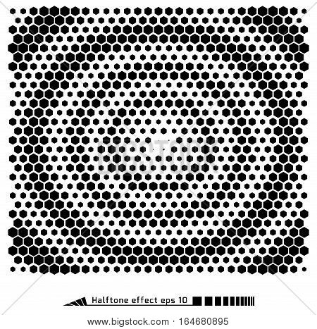 Vector. Halftone Pattern Effect. No Gradient. Spiral. Hexagon, H