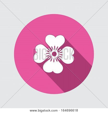 Spring flower. Camomile, Chamomile, forget-me-not icons. Floral symbol. Round circle flat icon with long shadow. Vector