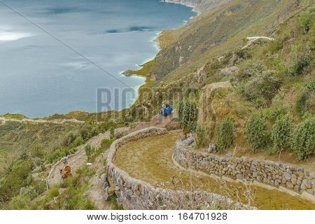 Path to Quilotoa lake at Latacunga distrcit, Ecuador