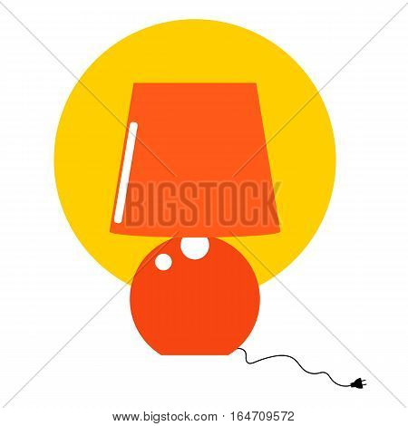 Orange table lightning  lamp flat isolated illustration