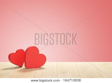 3D render of heart shape boxes. Background for Valentines Day.