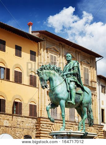 Statue Of Cosimo I Medici On The Piazza Della Signoria. Florence