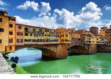 The Ponte Vecchio Over The Arno River. Florence, Tuscany, Italy