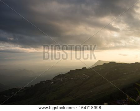 Beautiful mountain landscape perfect sky background sunrise