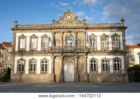City hall of Pontevedra city, Galicia, Spain. It was designed by Alejandro Rodríguez Sesmeros under a nineteenth century eclectic style