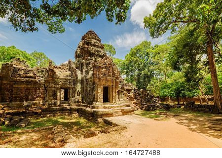 Side View Of Gopura At Ancient Ta Som Temple In Angkor, Cambodia
