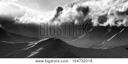 Black And White On Evening Mountain And Sunlight Clouds