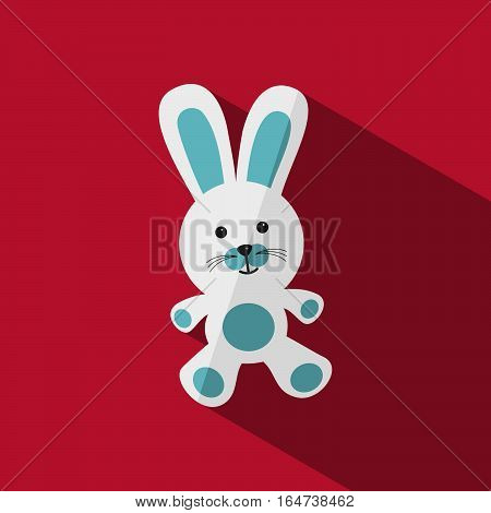 White and blue bunny with shade on red background