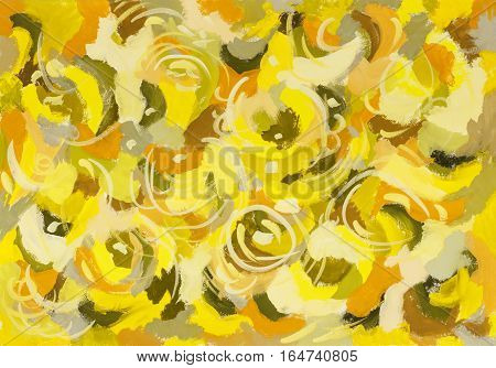 Abstract art color background in shades of yellow. Handmade painted background.Gouache painting on paper.