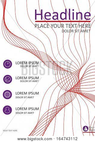 A4 cover design. Red Abstract lines wave background. Business brochure journal conference annual report magazine banner flyer booklet company profile. Vector.