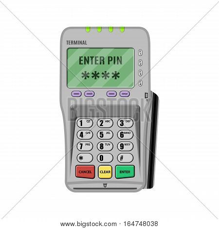 POS Terminal, pinpad. vector illustration in flat style