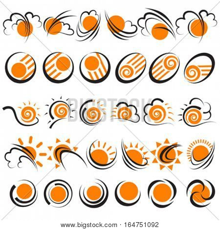 Suns. Elements for design. Vector illustration.