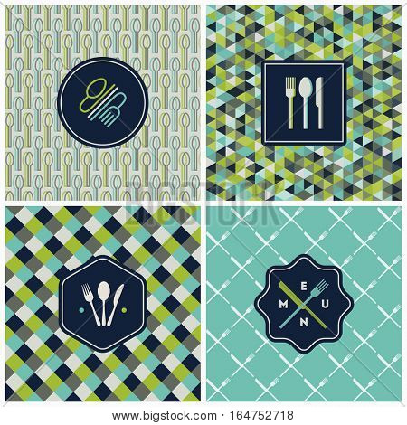 Restaurant menu seamless patterns. Vector set