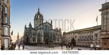 Edinburgh Scotland UK - 16 November 2016: St Giles Cathedral in Edinburgh