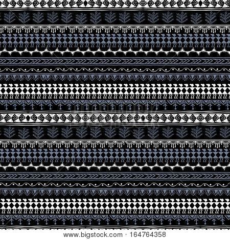 Warli Art painting seamless pattern - hand drawn traditional the ancient tribal art India. Pictorial language is matched by a rudimentary technique depicting rural life of the inhabitants of India