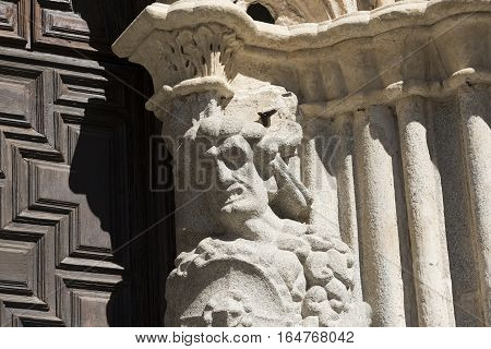 Avila (Castilla y Leon Spain): exterior of the medieval cathedral statue