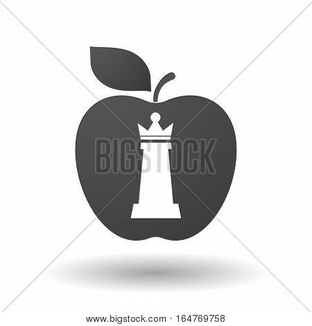 Isolated Apple With A  Queen   Chess Figure