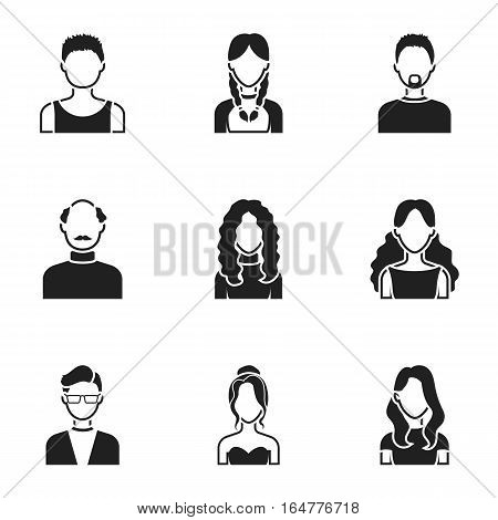 Avatar set icons in black style. Big collection of avatar vector symbol stock