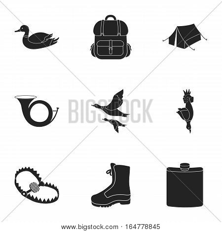 Hunting set icons in black style. Big collection of hunting vector symbol stock
