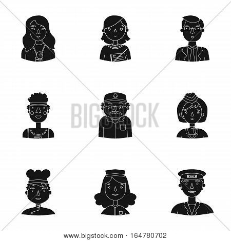 People of different profession set icons in black design. Big collection of people of different profession vector symbol stock illustration