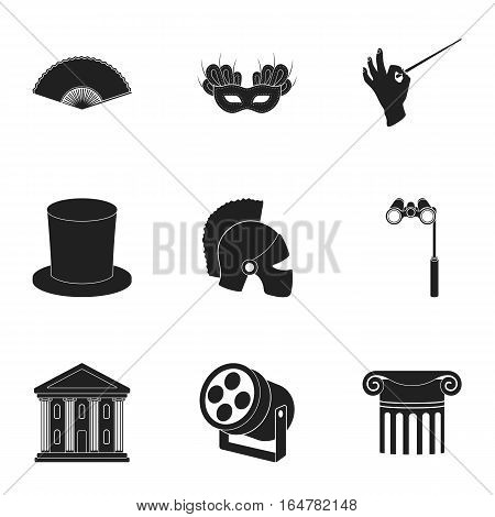 Theater set icons in black style. Big collection of theater vector symbol stock