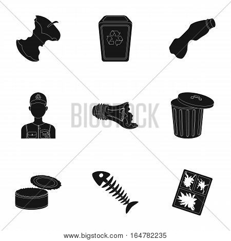 Trash and garbage set icons in black design. Big collection of trash and garbage vector symbol stock illustration