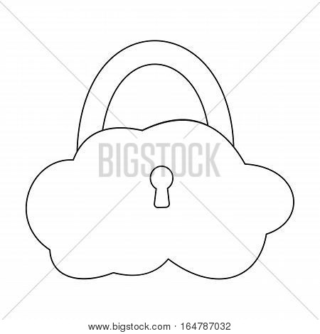Data cloud security icon in outline design isolated on white background. Hackers and hacking symbol stock vector illustration.