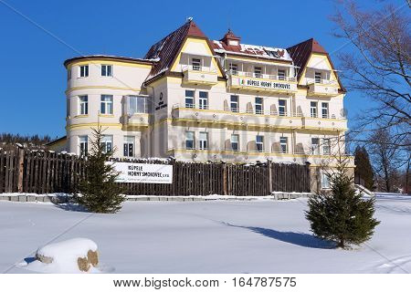 SLOVAKIA HORNY SMOKOVEC - JANUARY 06 2015: One of the hotels in the Horny Smokovec. Is a ski village in the Slovakia. Located in the mountains of the High Tatras at an altitude of 950 meters a.s.l.