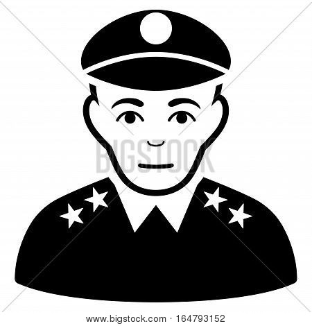 Army General vector icon. Flat black symbol. Pictogram is isolated on a white background. Designed for web and software interfaces.