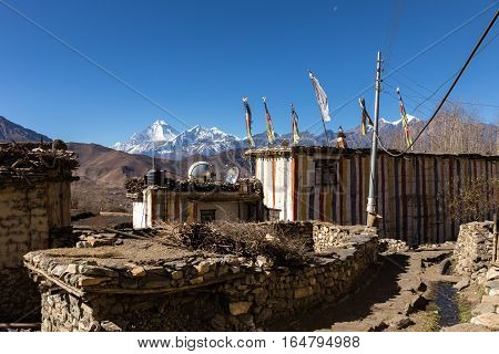 traditional stone build village of Jhong. Nepal
