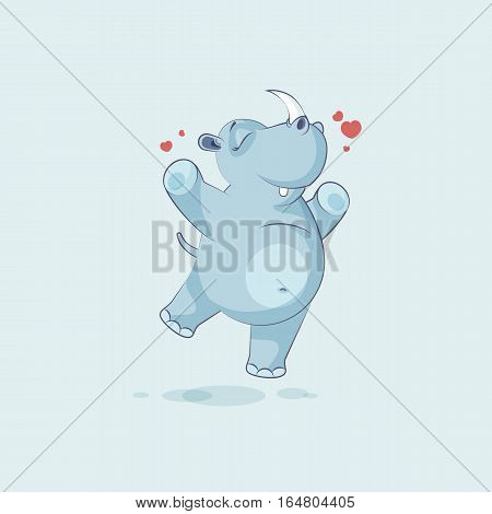 Vector Stock Illustration isolated emoji character cartoon rhinoceros jumping for joy, happy sticker emoticon for site, info graphics, video, animation, websites, mails, newsletters, reports, comics